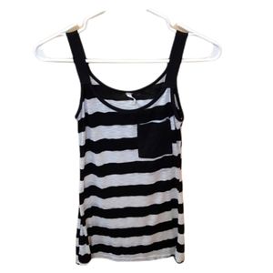 DISCREET Black and Grey striped Tank Top